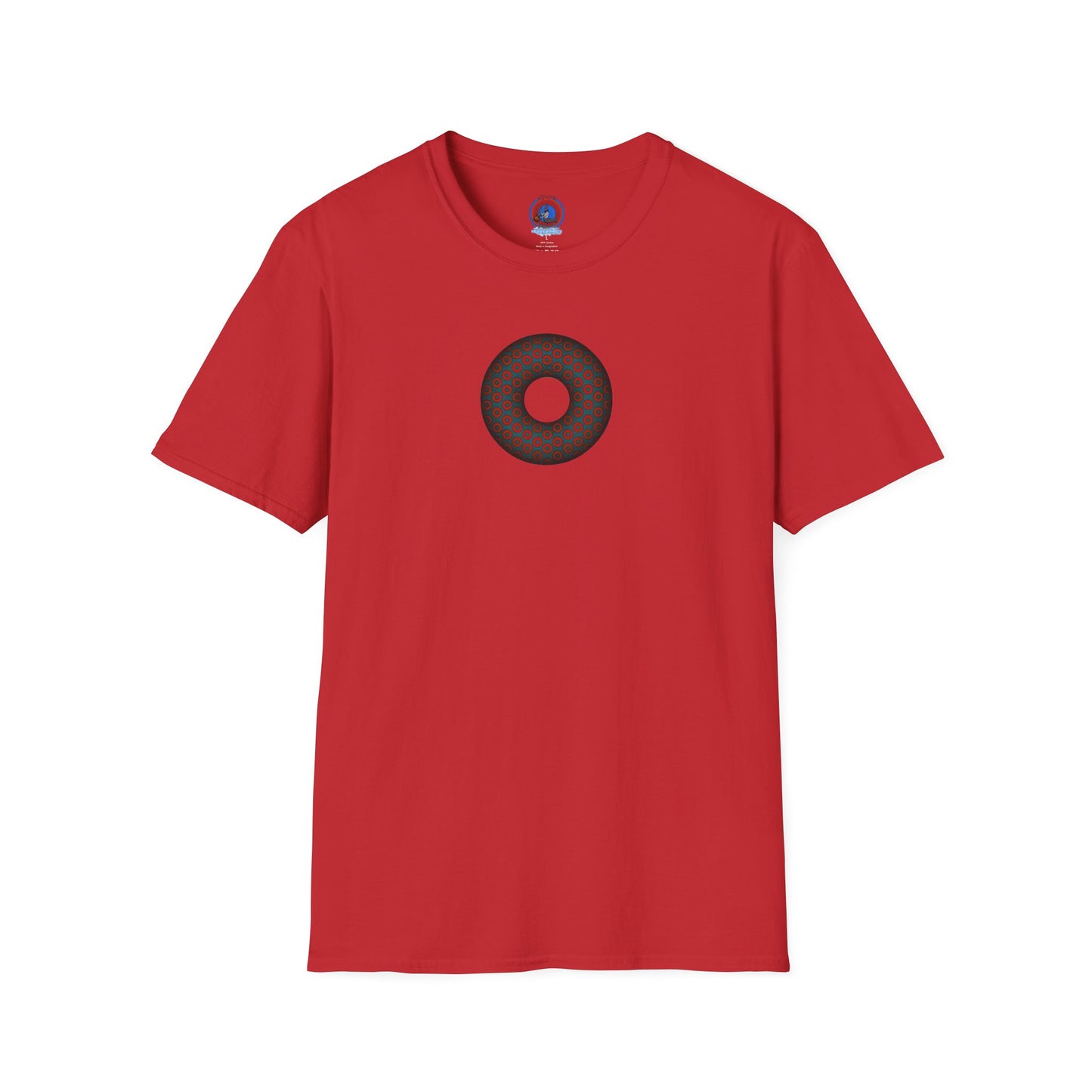 Plain Donuts/Unisex Soft-Style - "Plain Paradoxical Grided Donuts" - red/faded navy donuts