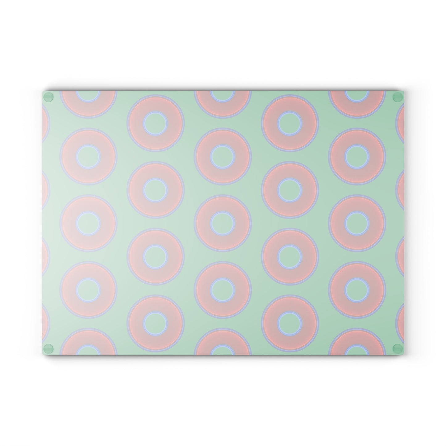 My Friend's Cutting Board - vivid red donuts w/jade green background