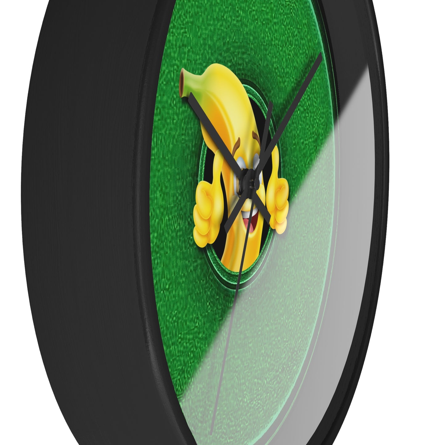 Lumpy Wall Clock - "Dis Sheet, It's Bananas" - variant 7 - green vivid donut w/black background