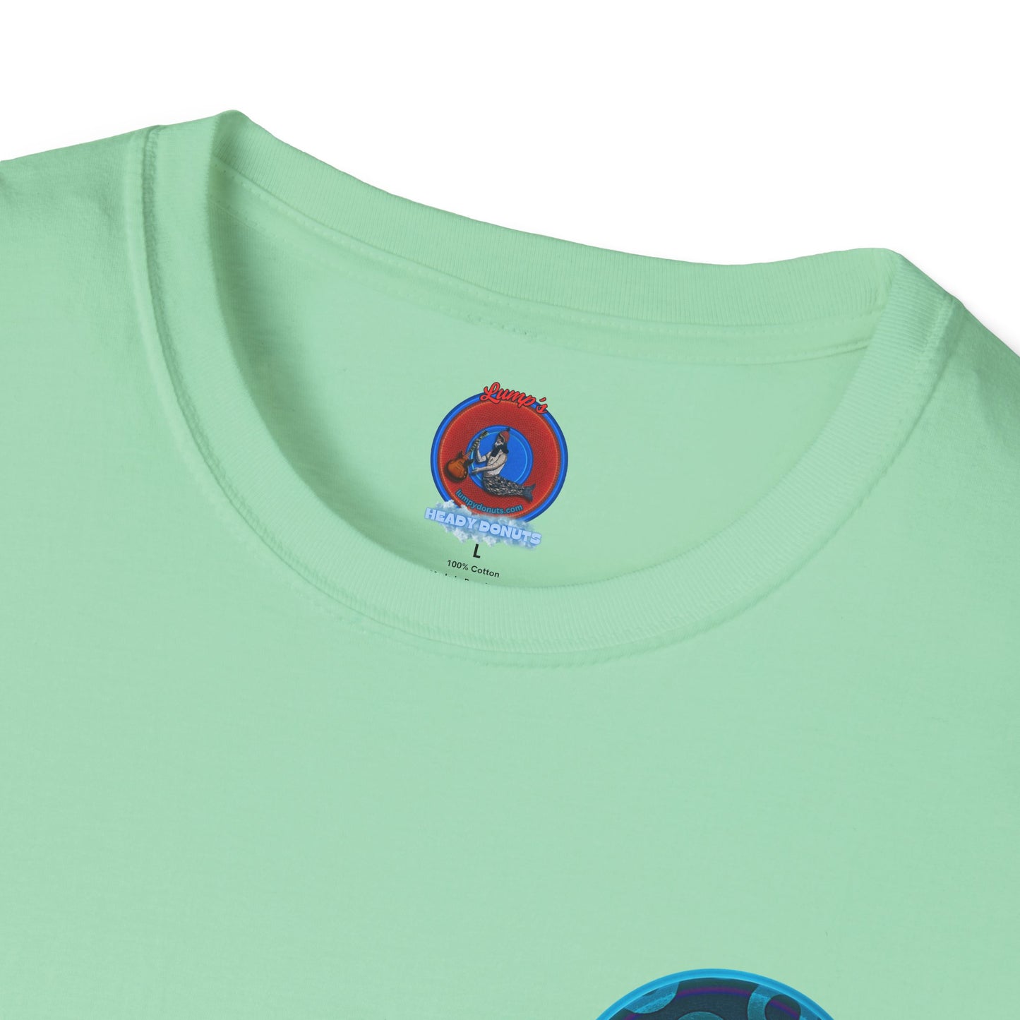 Classic Donut Tee - Unisex Soft-Style - "Wooked Cream - YEMSG Donut " - blue/teal rustic paradox donut - variant 7