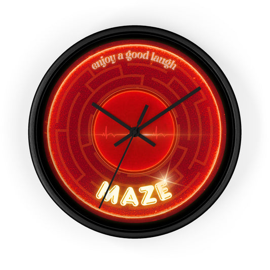 Lumpy Wall Clock - "The Amazing Donut Clock" - variant 1 - red vivid donut w/black background