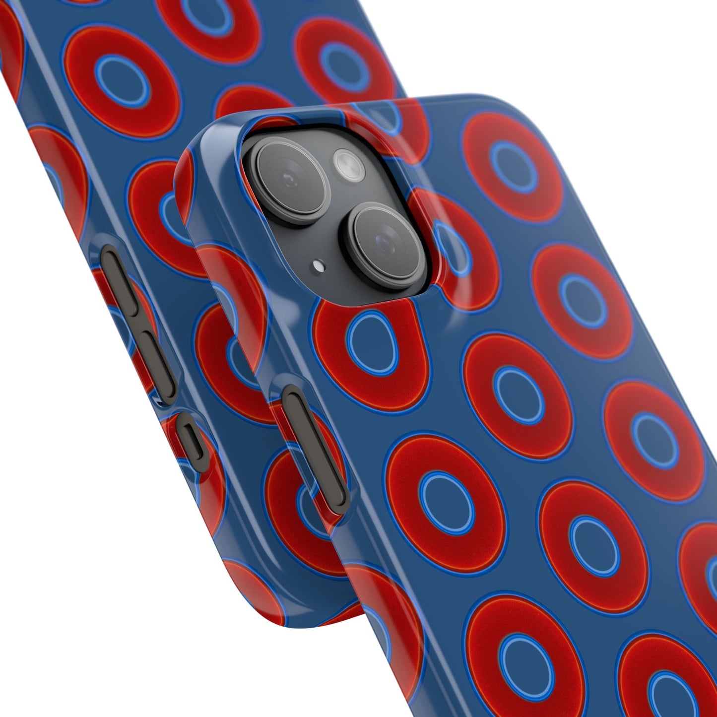 Lumpy Donut Snap Case - red vivid donut print w/light navy blue background