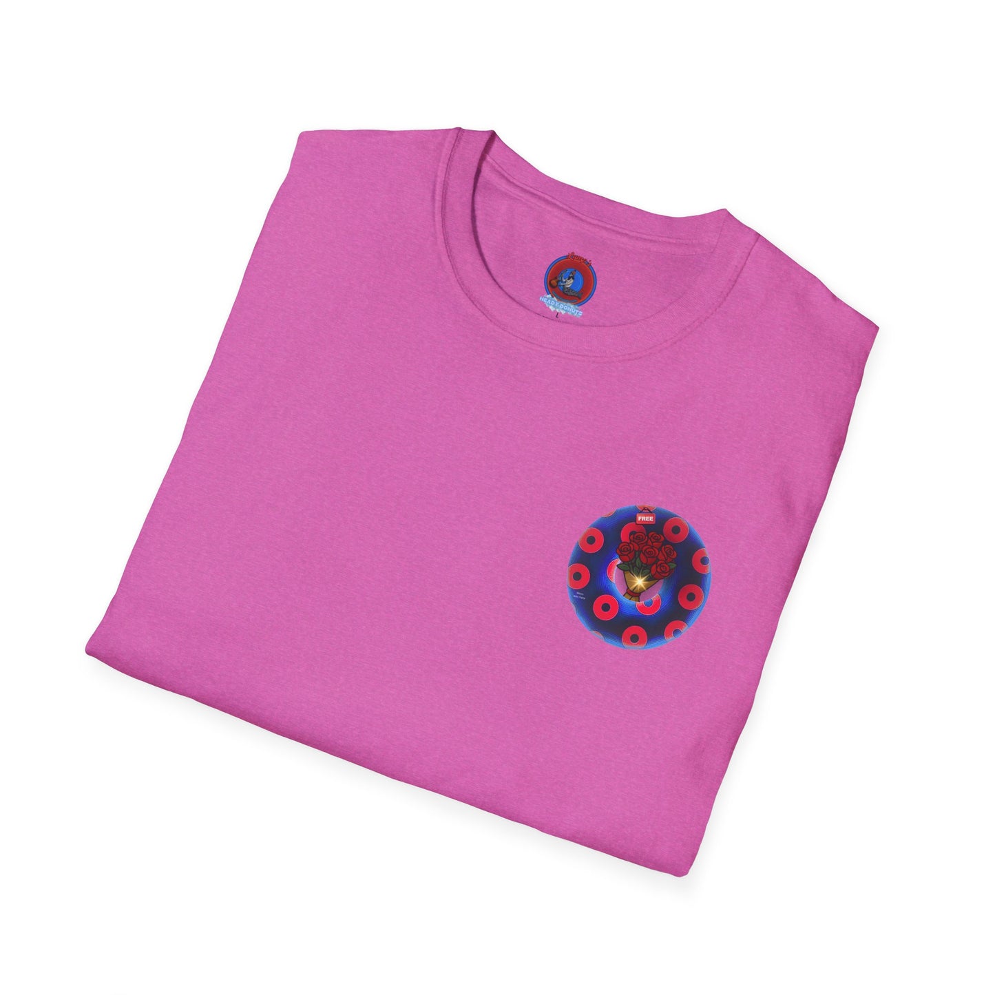 Classic Donut Tee - Unisex Soft-Style - "Donuts of Phreedom" - red/blue paradoxical blimpy donut