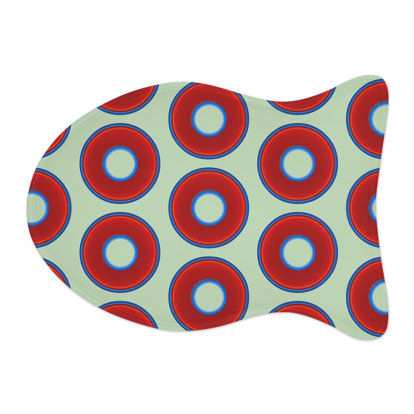 Wendy's Lumpy Pet Feed Mat - vivid red donuts w/seafoam background