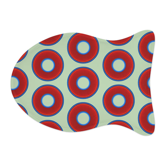 Wendy's Lumpy Pet Feed Mat - vivid red donuts w/seafoam background