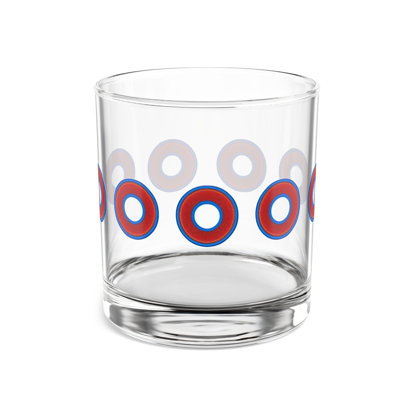 10oz Lumpy Rock Glass - rustic red/blue donuts