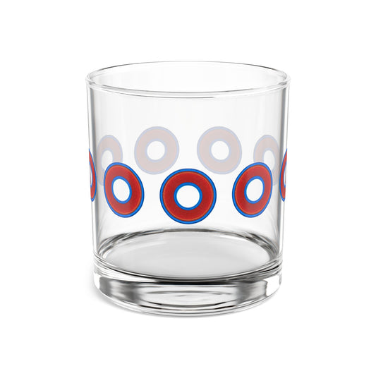 10oz Lumpy Rock Glass - rustic red/blue donuts