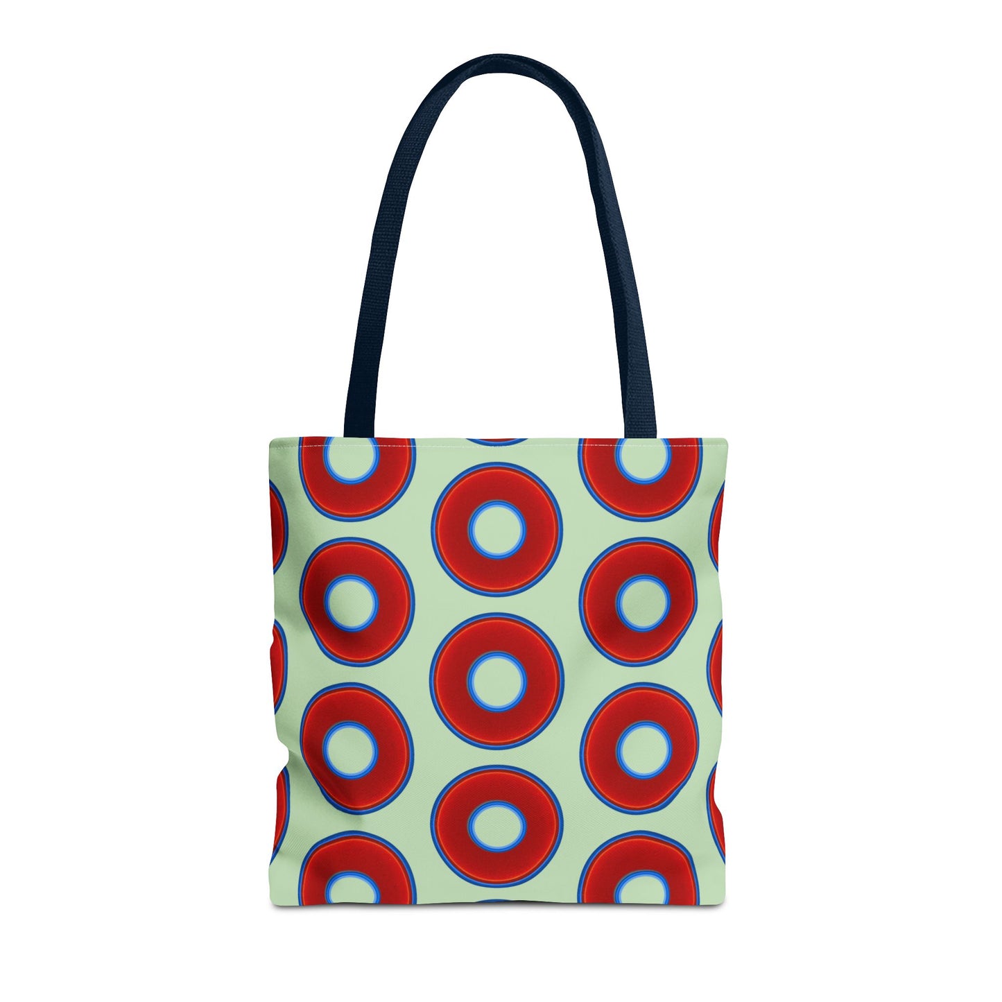 Lumpy Beach/Tote Bag - red vivid donuts w/seafoam background