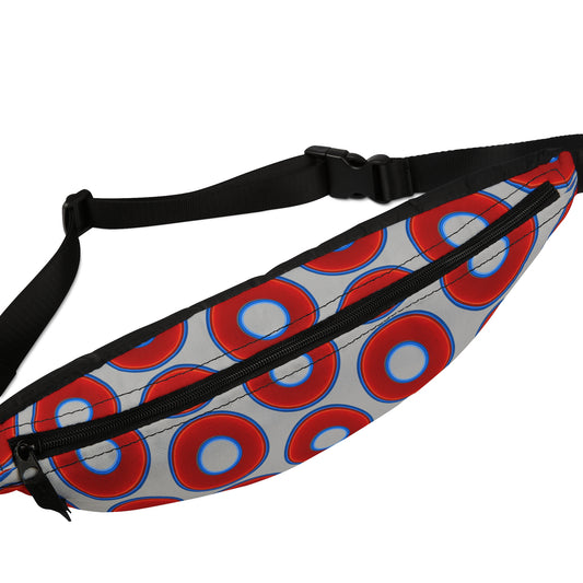 Lumpy Phanny Pack - vivid red donuts w/light gray background