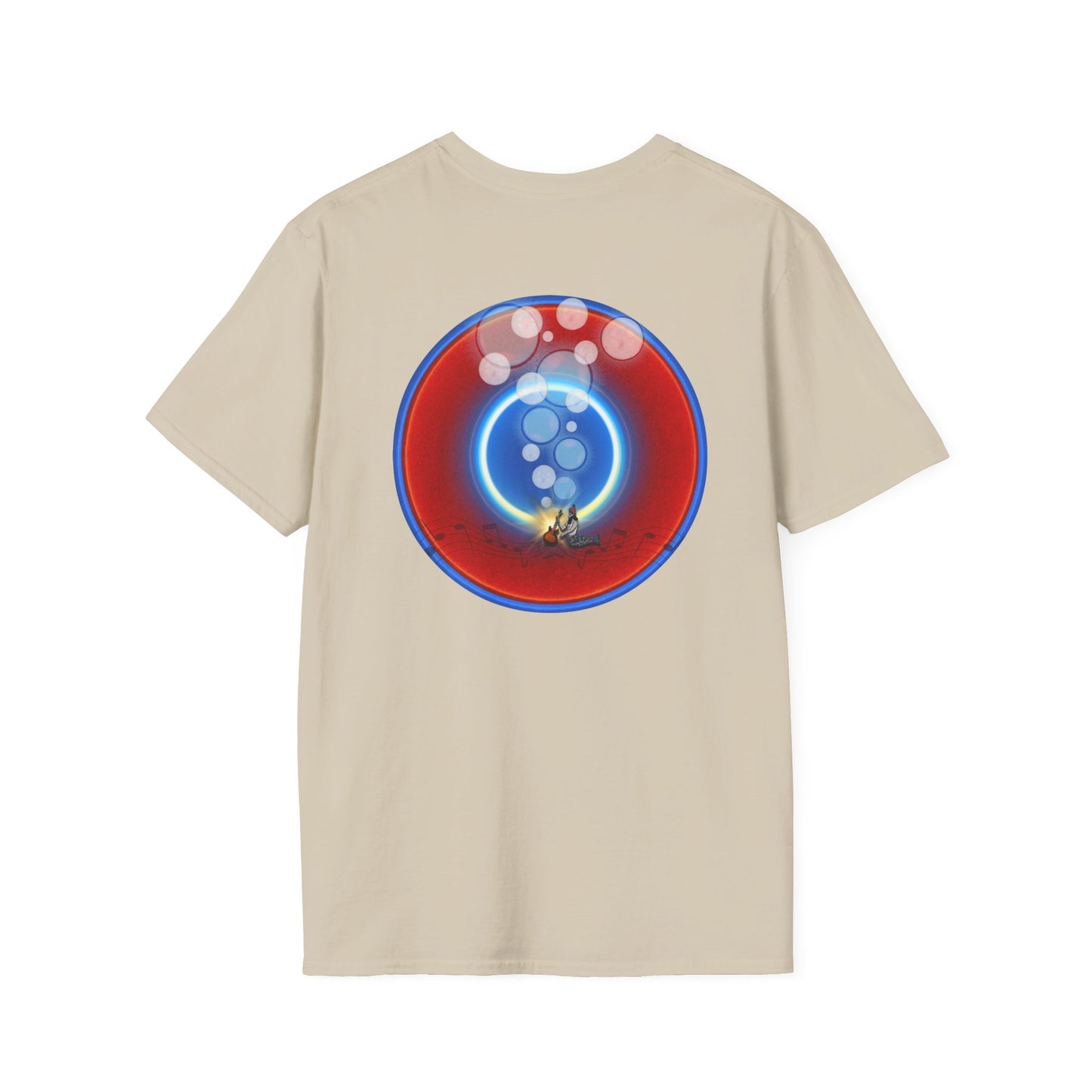 Classic Donut Tee - Unisex Soft-Style - "Bubbler's Donut Tee" - vivid red/blue donut