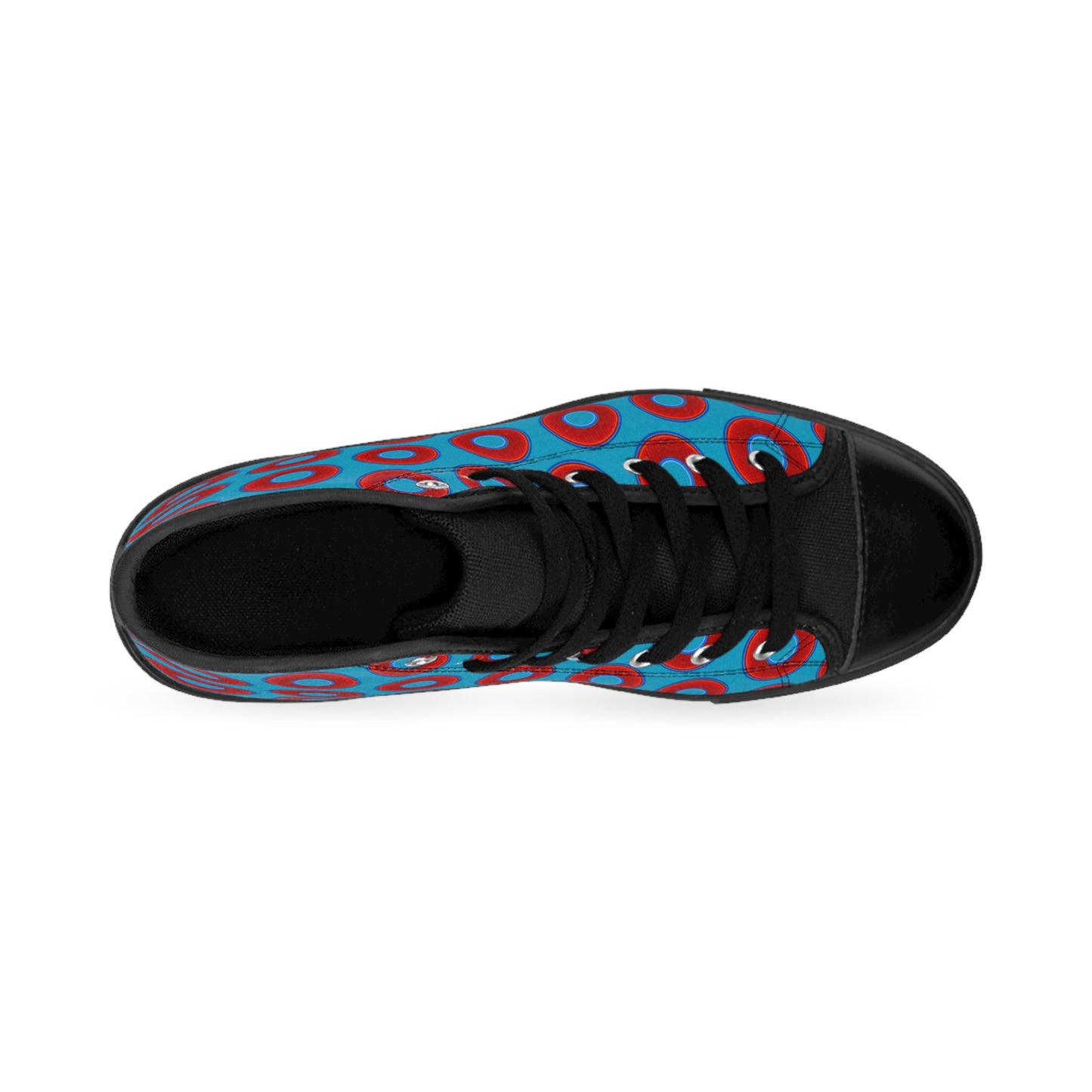 Men's Cushiony Convectors - High Tops - red vivid donuts w/aquamarine blue background