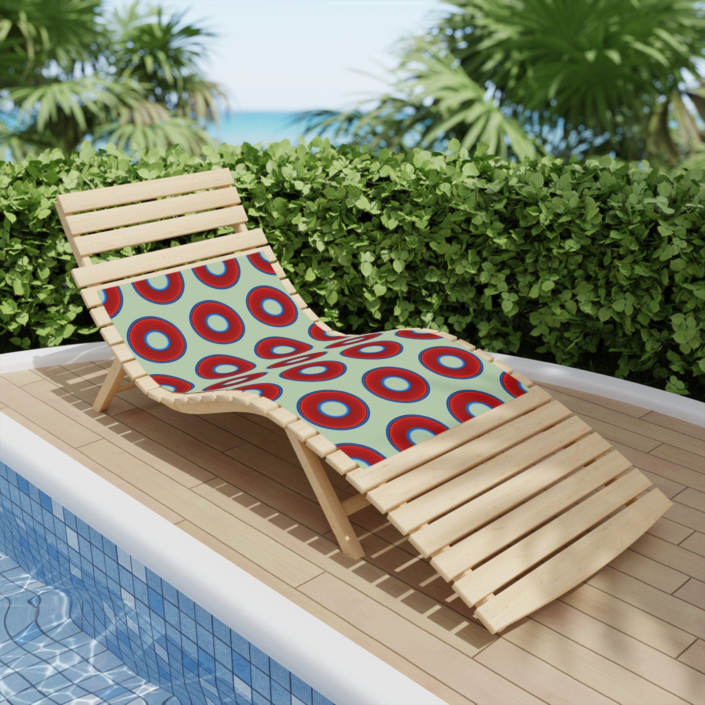 Lumpy Donut Towels - vivid red donuts w/seafoam background