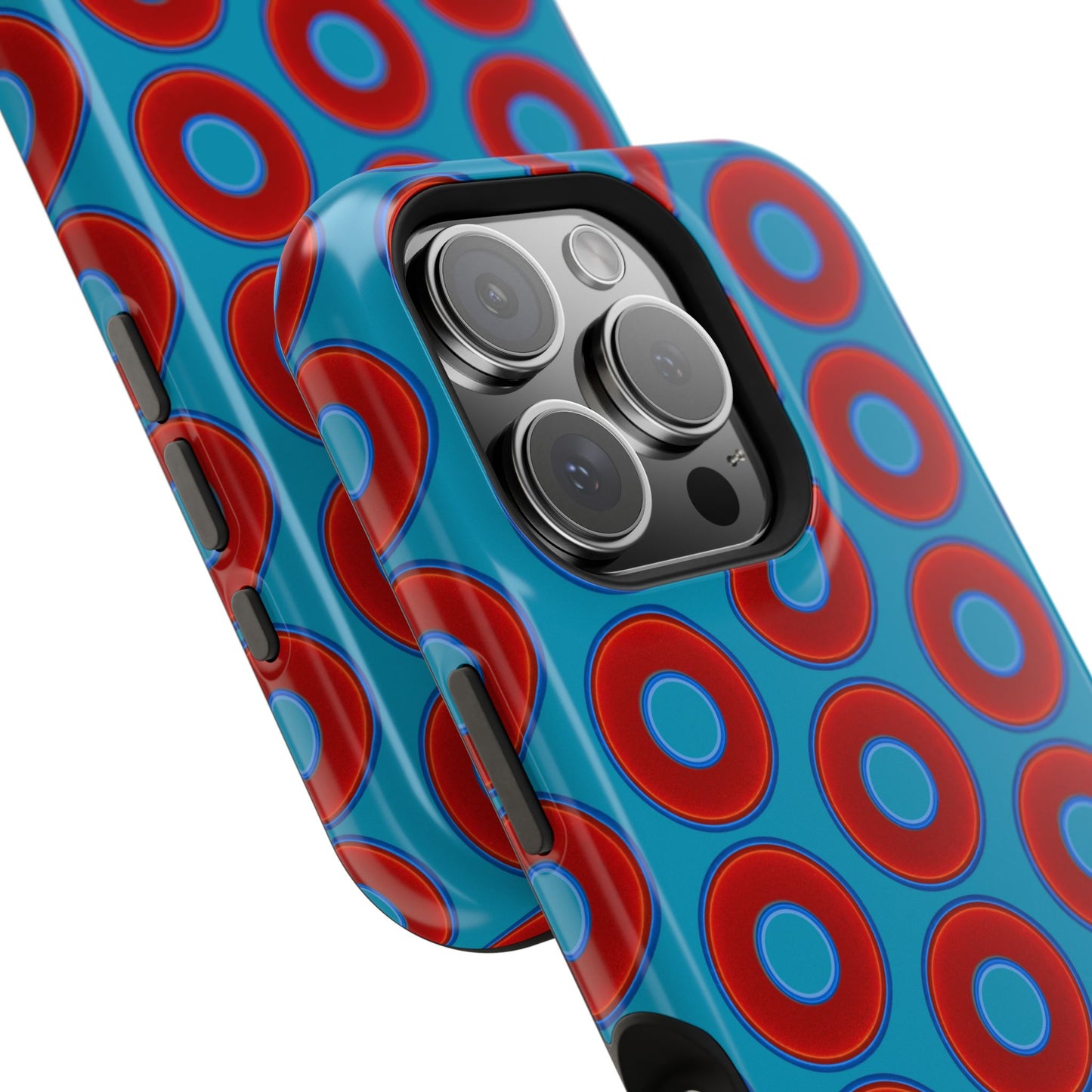Magnetic Tough Donut Case - red vivid donut print w/aquamarine blue background