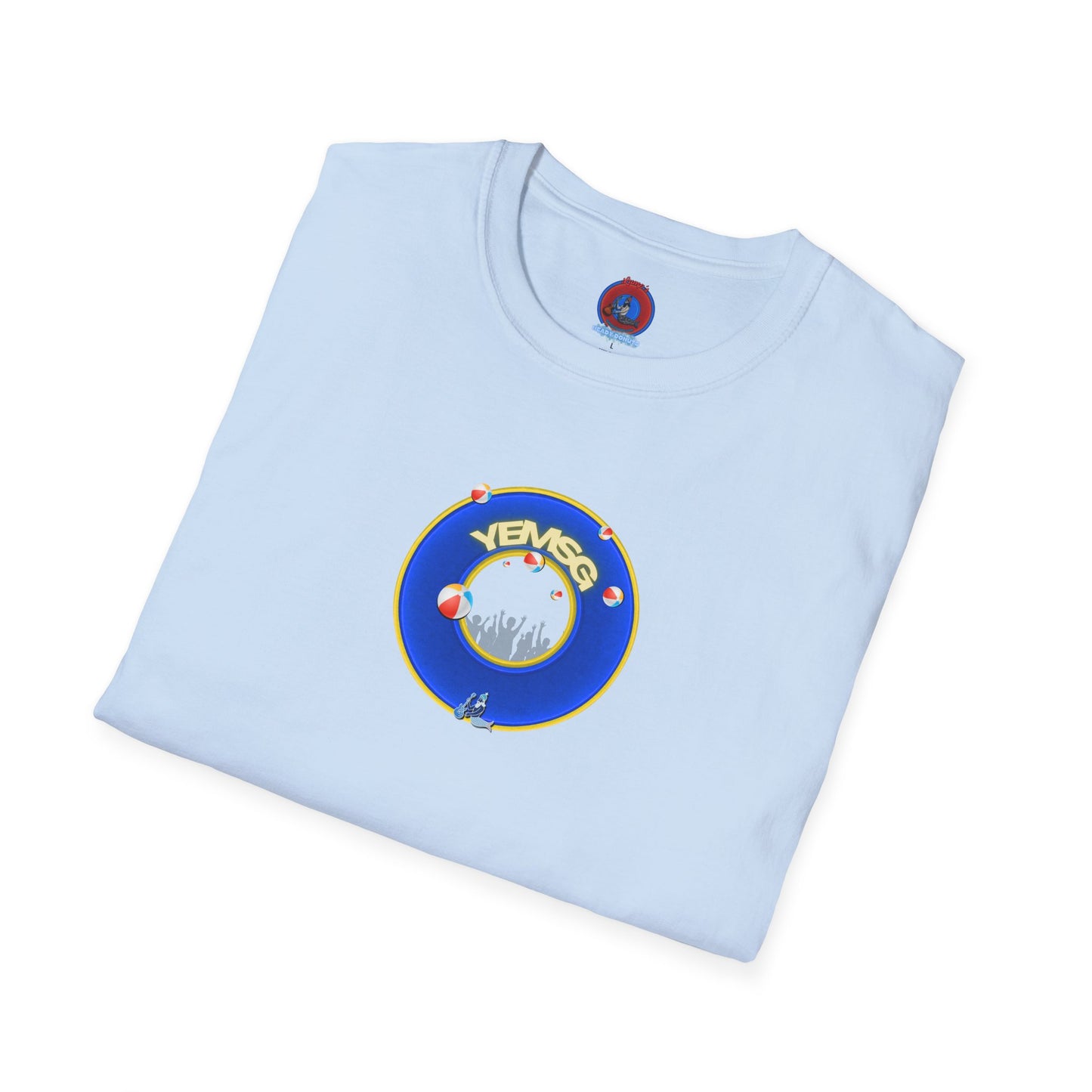 Donut Tee - Unisex Soft-Style - "The Donut's Secret Ingredient? MSG" - vivid blue/yellow donut - variant 2