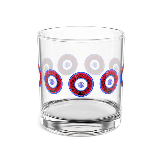 10oz Lumpy Rock Glass - "My Pet Cat Can Outdrink You" - red/light blue donuts
