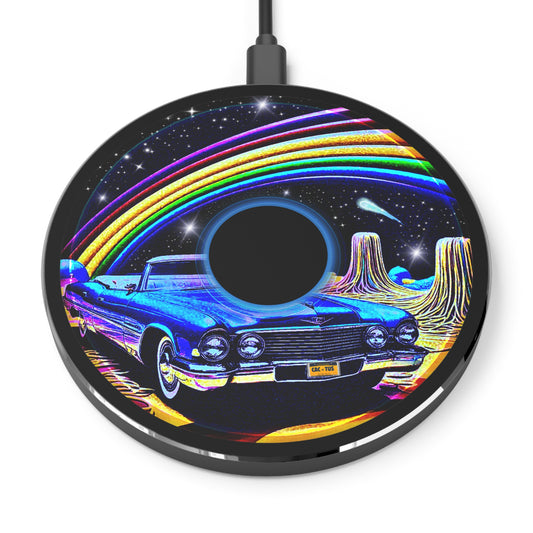 The Flow - Wireless Lumpy Donut Chargers - "Halley's Caddy Charger" - blue/black pic donut w/black background - variant 2