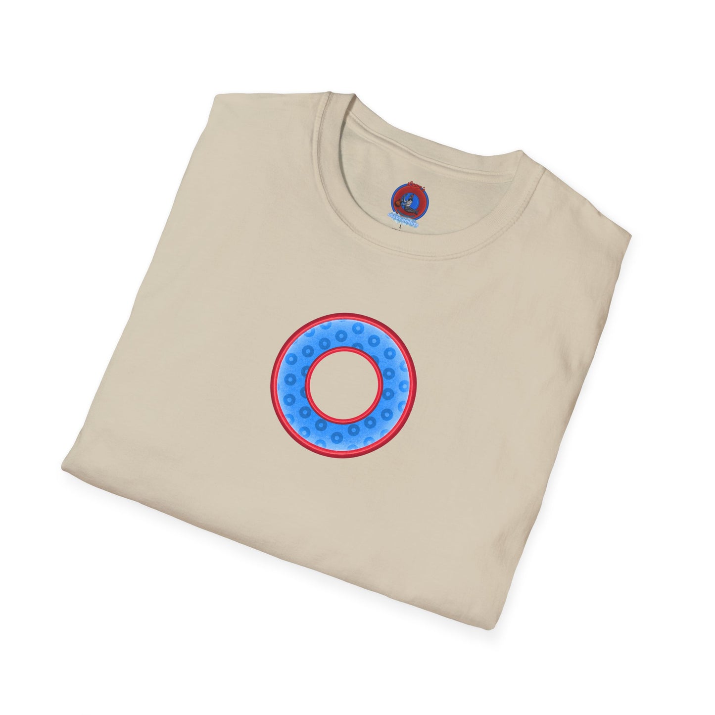 Plain Donuts/Unisex Soft-Style - "Plain Wide Mouthed Paradoxical Donuts" - light blue/red donuts