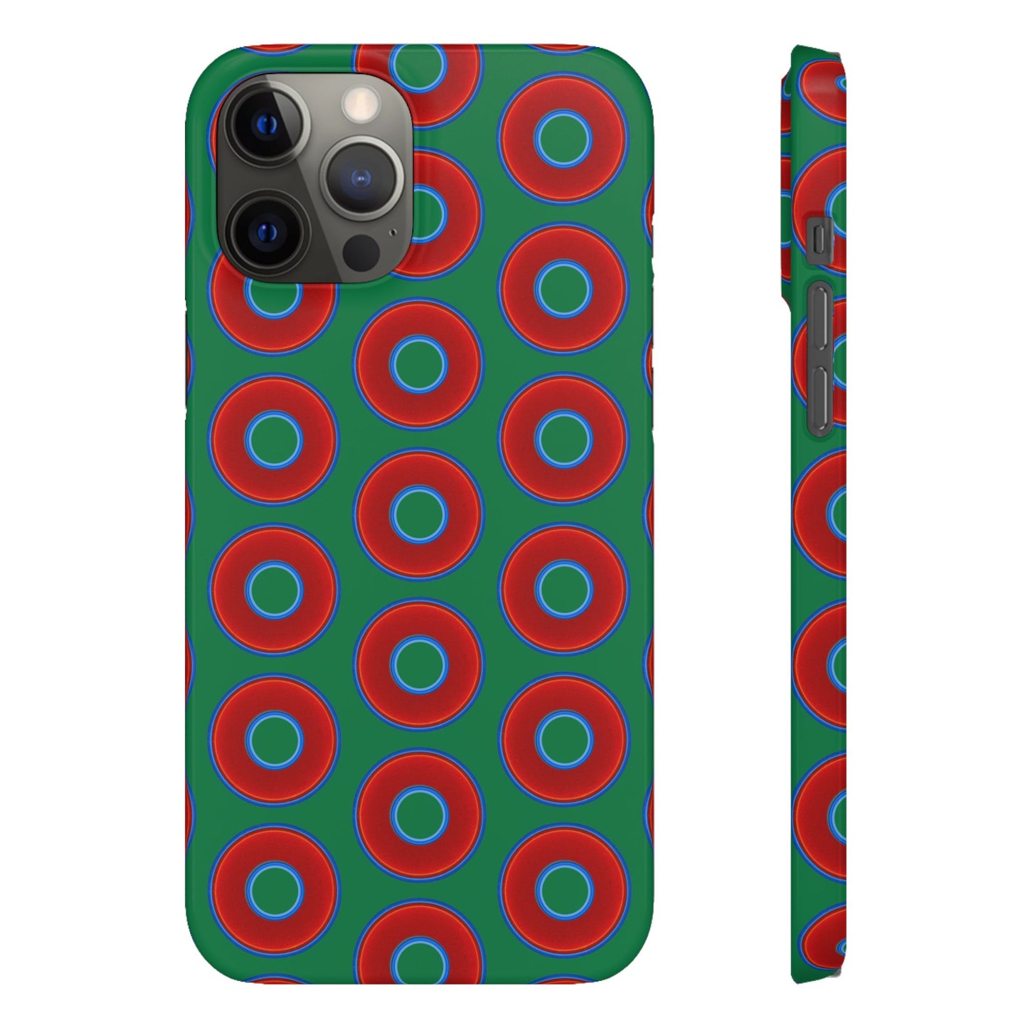 Lumpy Donut Snap Case - red vivid donut print w/green background