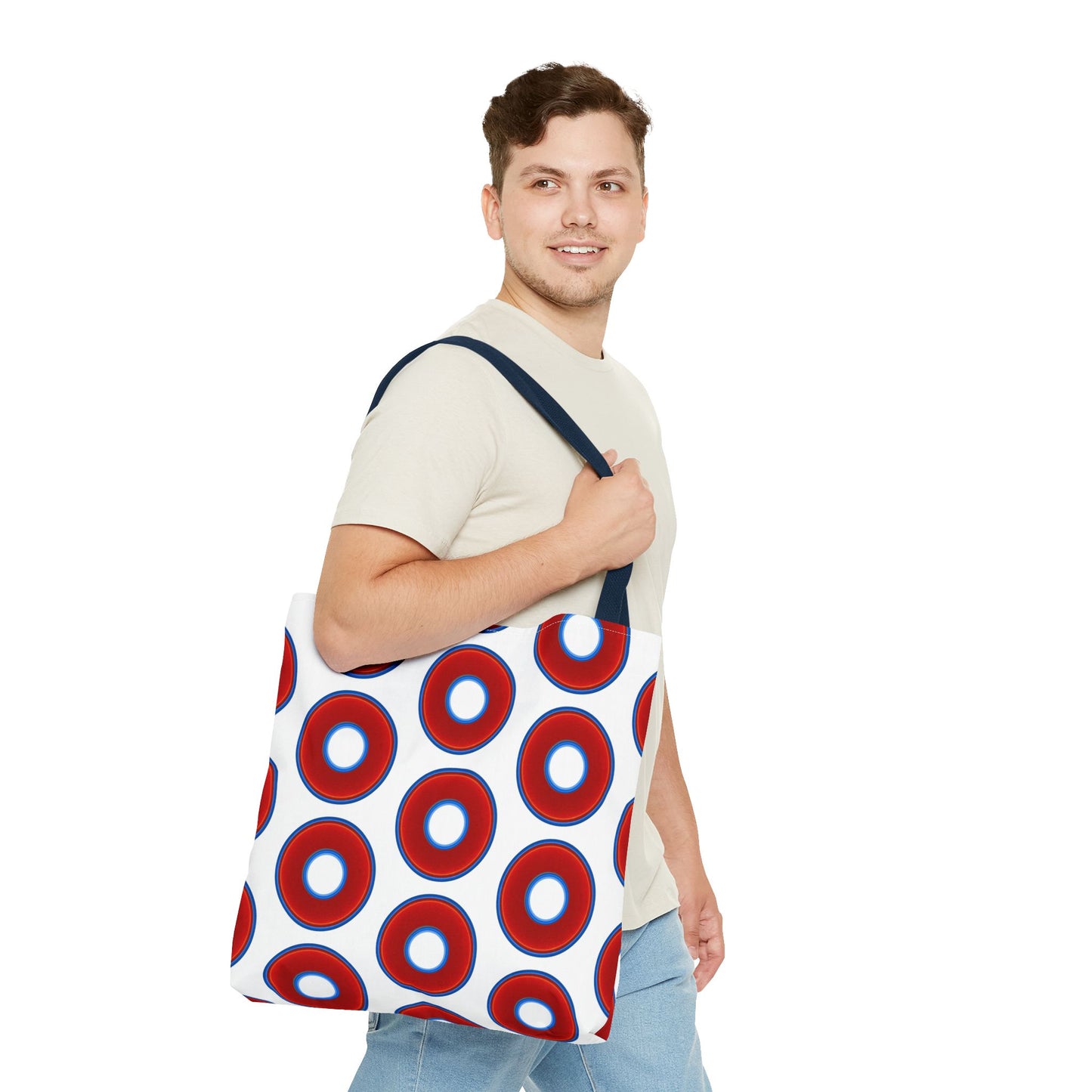 Lumpy Beach/Tote Bag - red vivid donuts w/white background