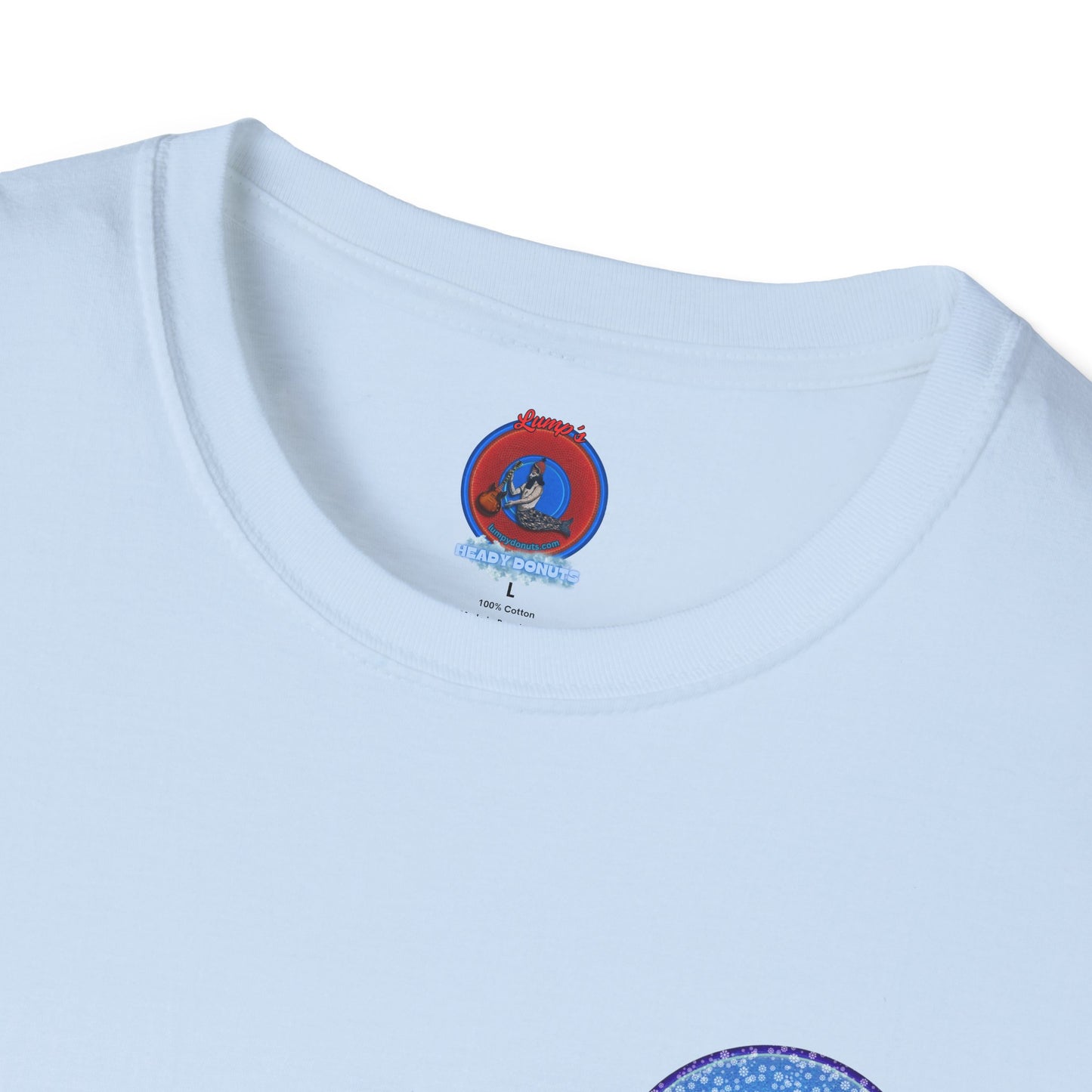 Classic Donut Tee - Unisex Soft-Style - "The Donut Locked in Glaciers" - series 1.0 - blue donut