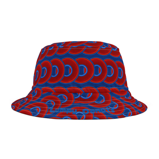 Phishermen's Cap - "String of Donuts" - red/blue vivid donuts