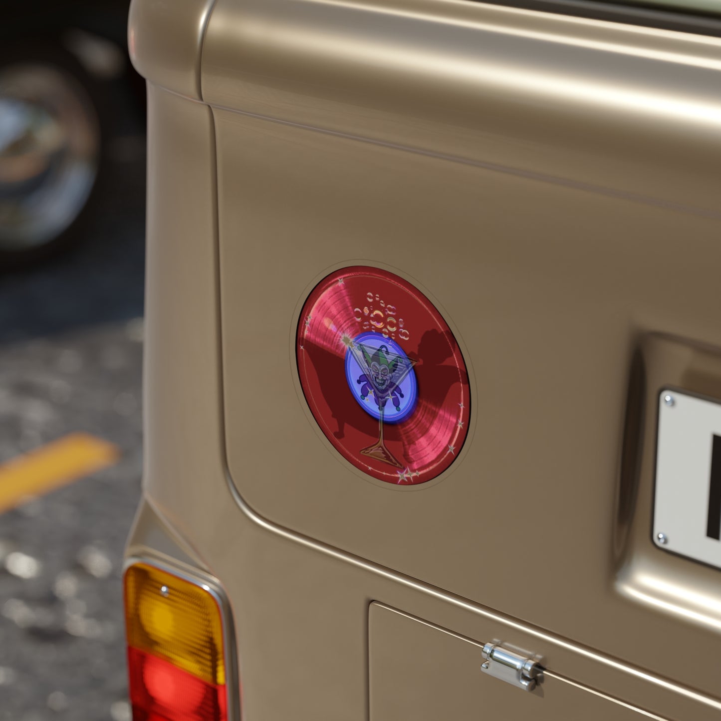 Donut Bumper/Outdoor Sticker - The Joker's Exclusive Donut" - series 1.0 - variant 3 - red donut - [Die-Cut] 6"x 6"