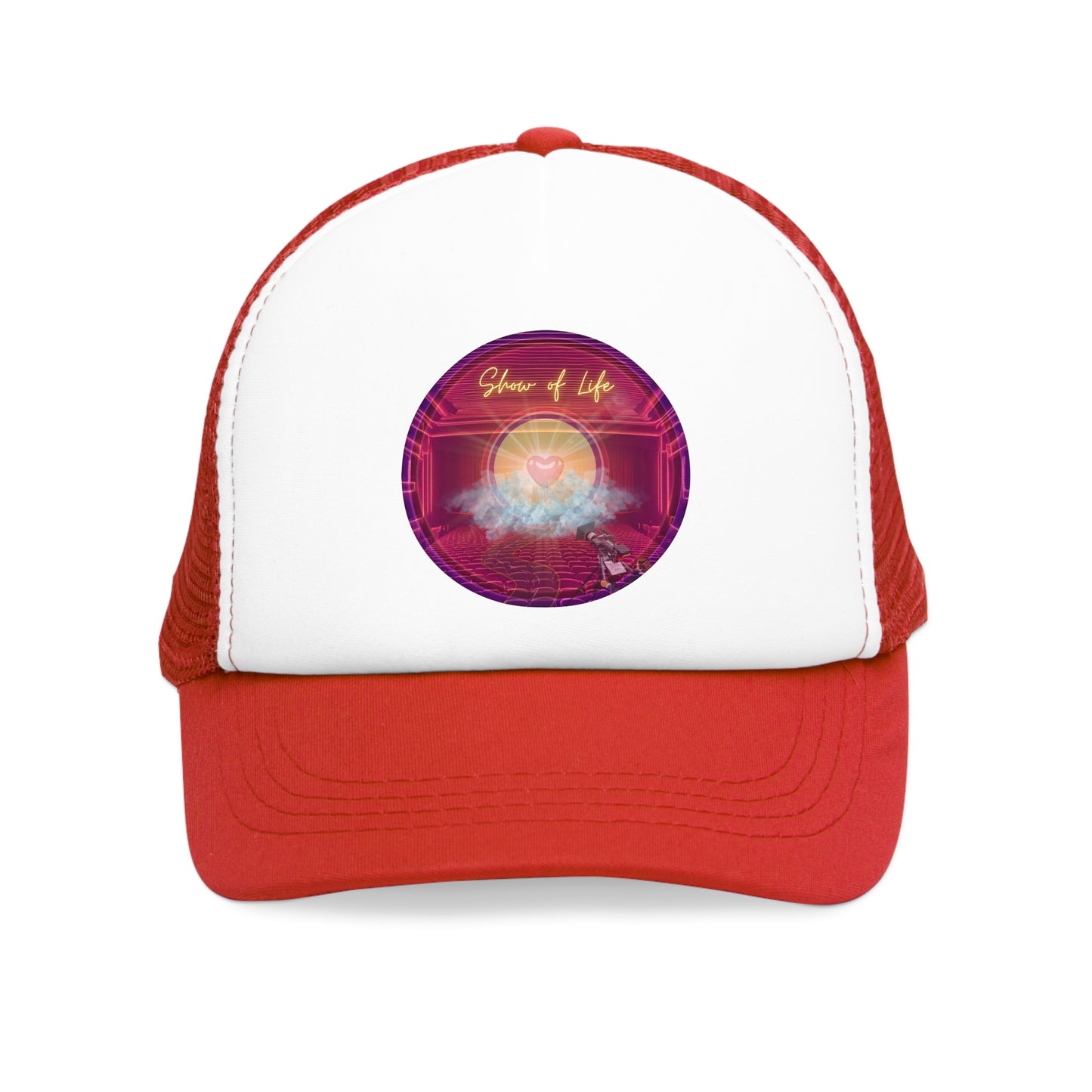 Lumpy Trucker Hat - "The Show of Donuts" - magenta donut - variant 1