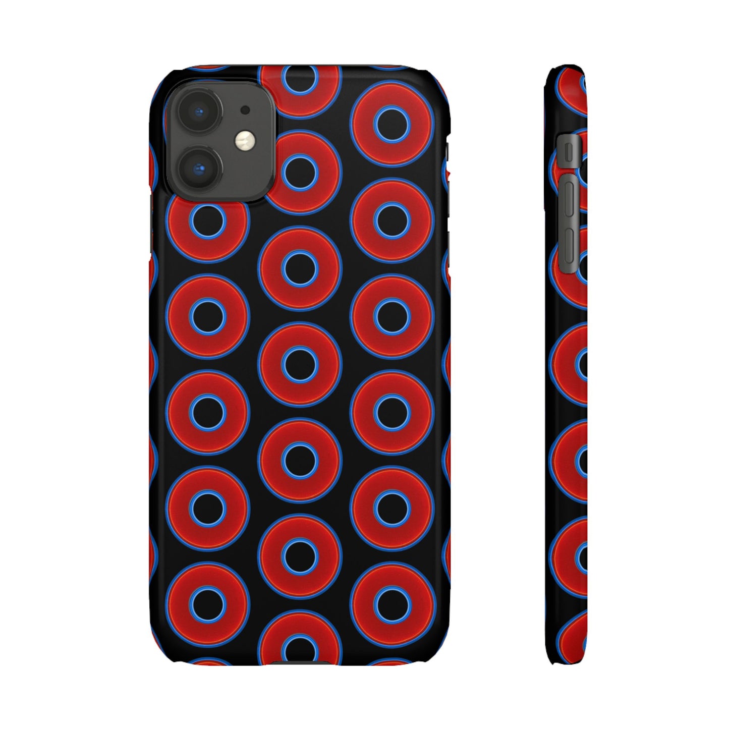 Lumpy Donut Snap Case - red vivid donut print w/black background