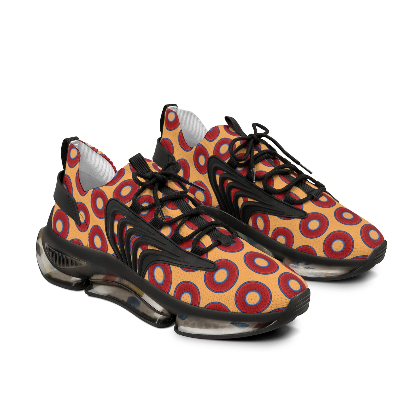 Donut Kicks - red vivid donut print w/creamsicle orange background