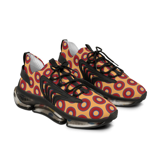 Donut Kicks - red vivid donut print w/creamsicle orange background