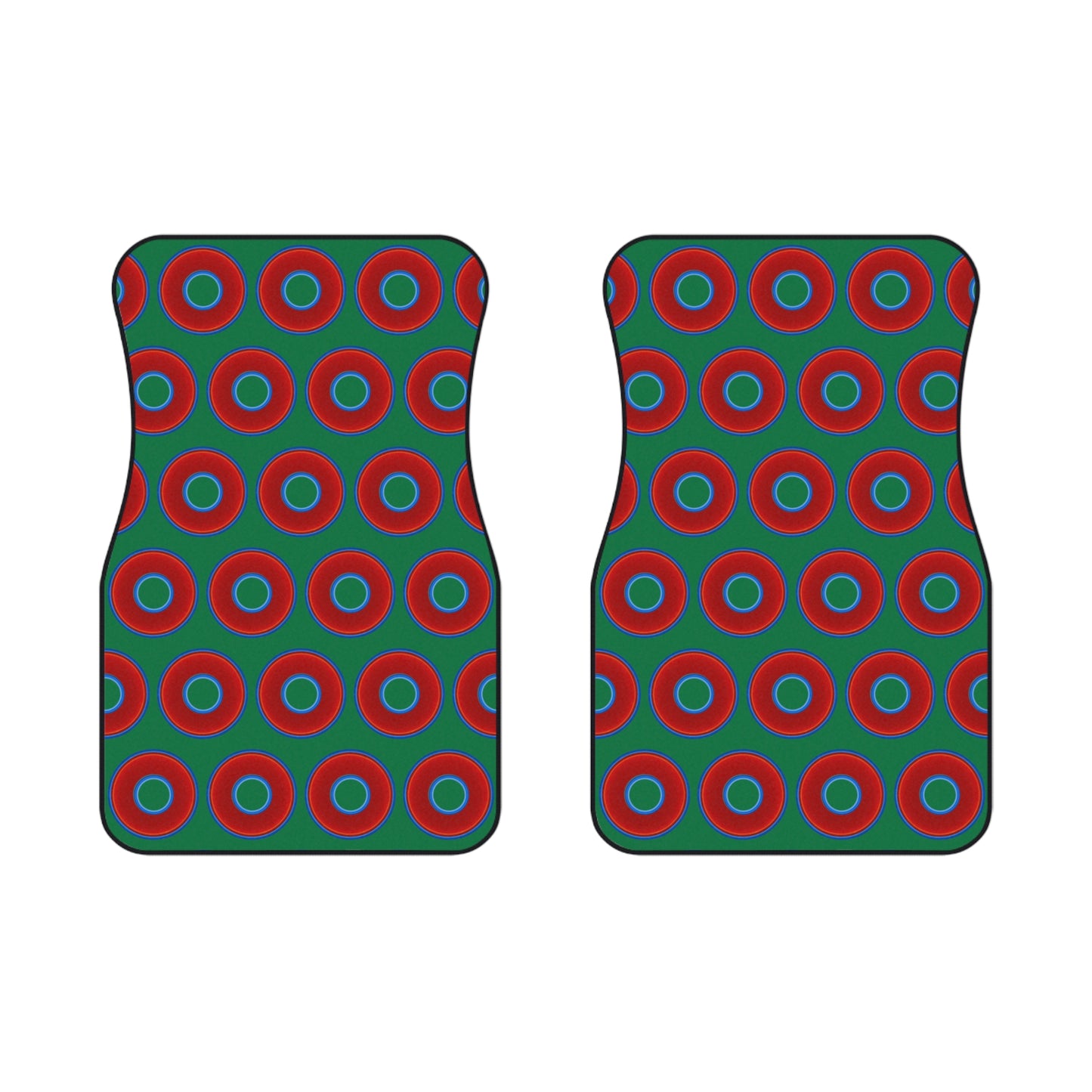 Contacted Car Mats - Set of 2/Front - vivid donut print w/green background