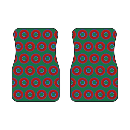 Contacted Car Mats - Set of 2/Front - vivid donut print w/green background