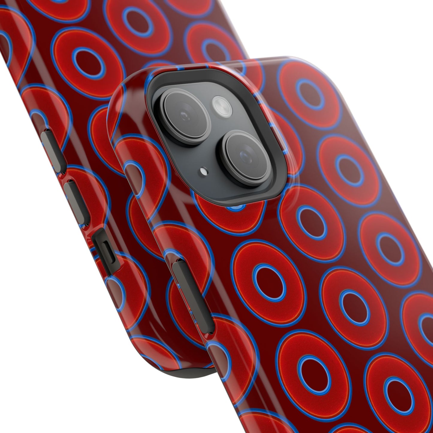 Magnetic Tough Donut Case - red vivid donut print w/dark red background