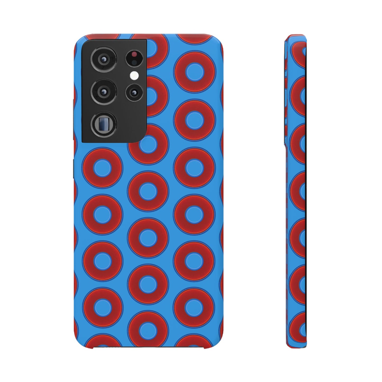 Lumpy Donut Snap Case - red vivid donut print w/sky royal blue background