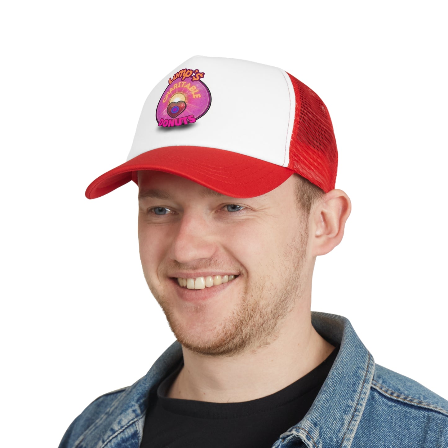 Lumpy Trucker Hat - "The Lump's Charitable Donut" - pink donut [*100% of profit to our general charity fund - for this print]