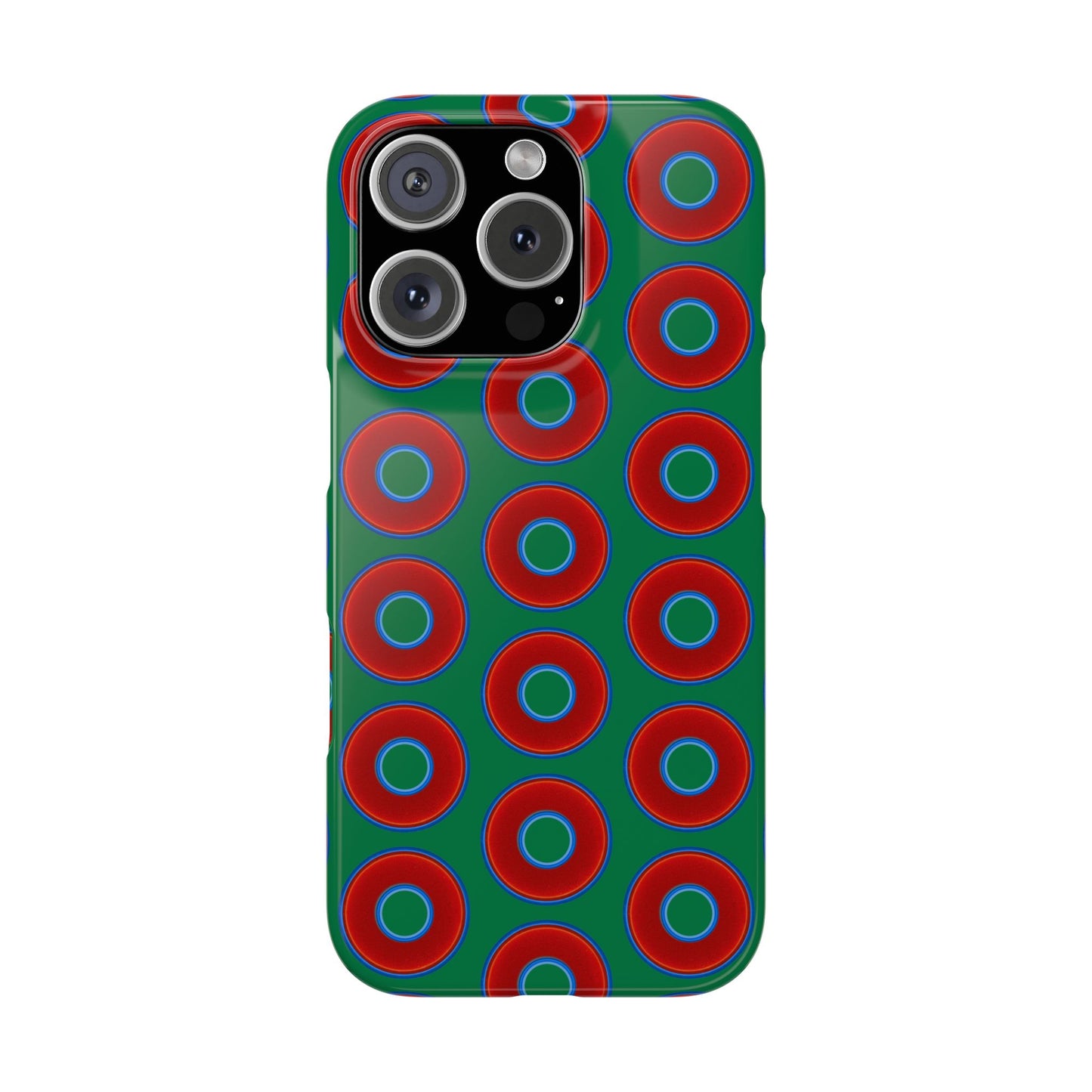 Lumpy Donut Snap Case - red vivid donut print w/green background