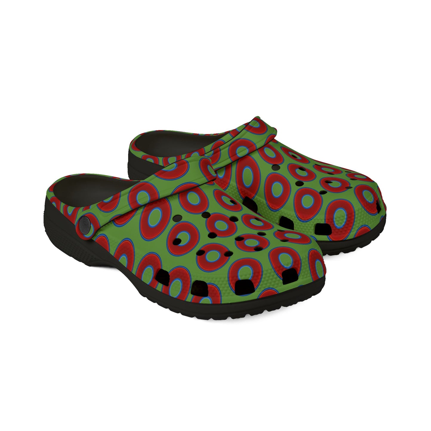 Spatchcocks - donut slip-on shoes - vivid red donuts w/light green background [unisex]