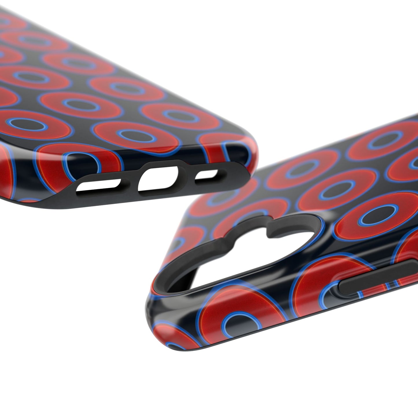 Magnetic Tough Donut Case - red vivid donut print w/blue charcoal background