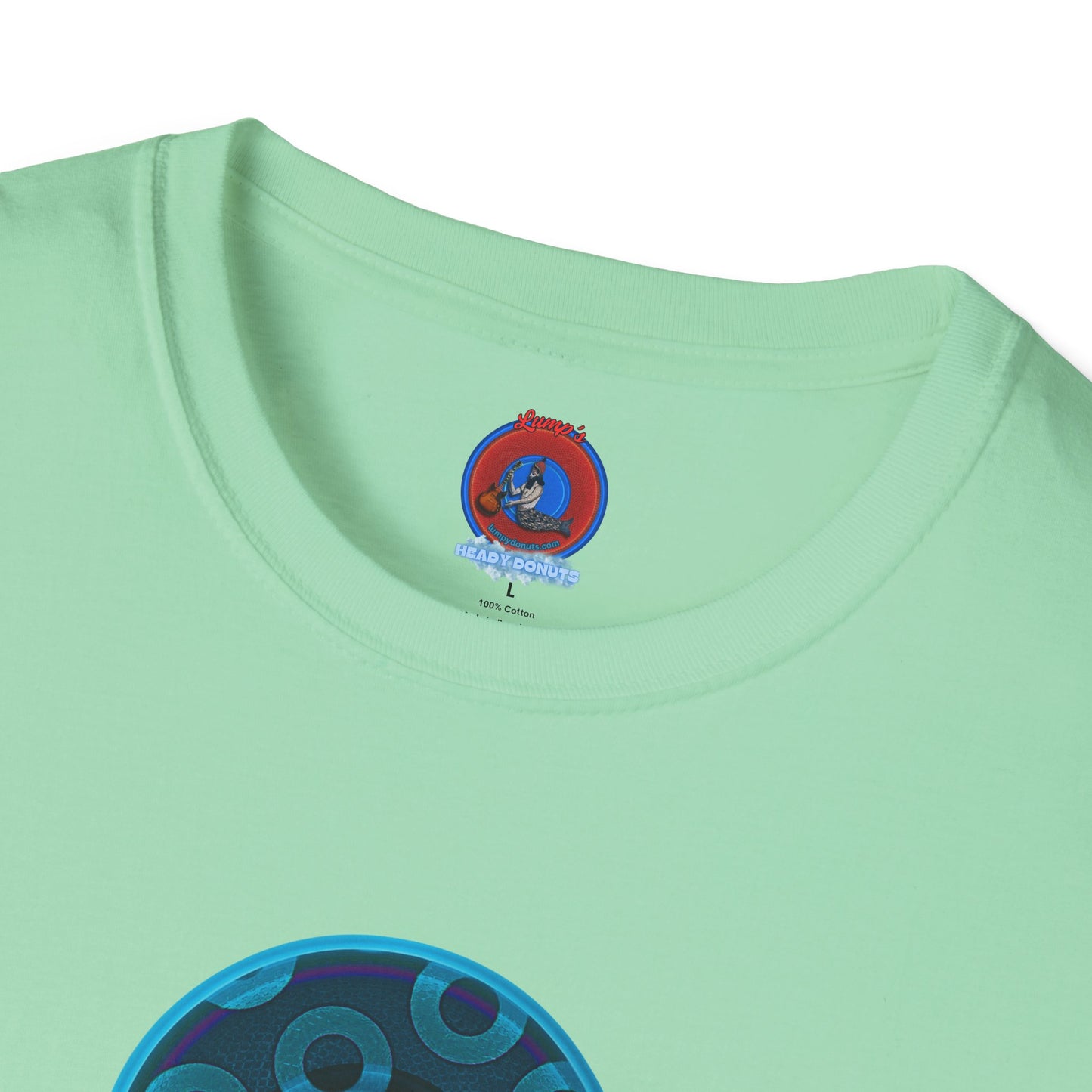 Classic Donut Tee - Unisex Soft-Style - "Wooked Cream - YEMSG Donut " - blue/teal rustic paradox donut - variant 7