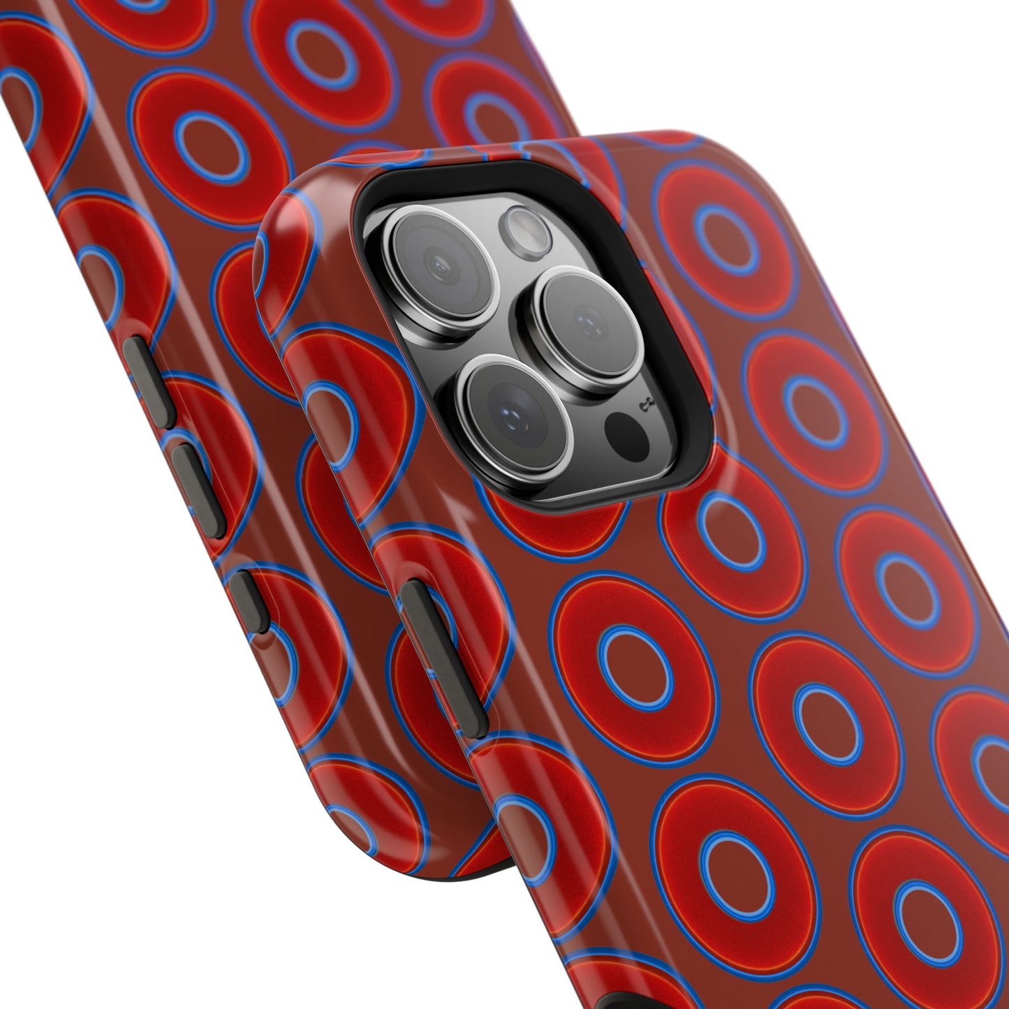 Magnetic Tough Donut Case - red vivid donut print w/burnt umber background