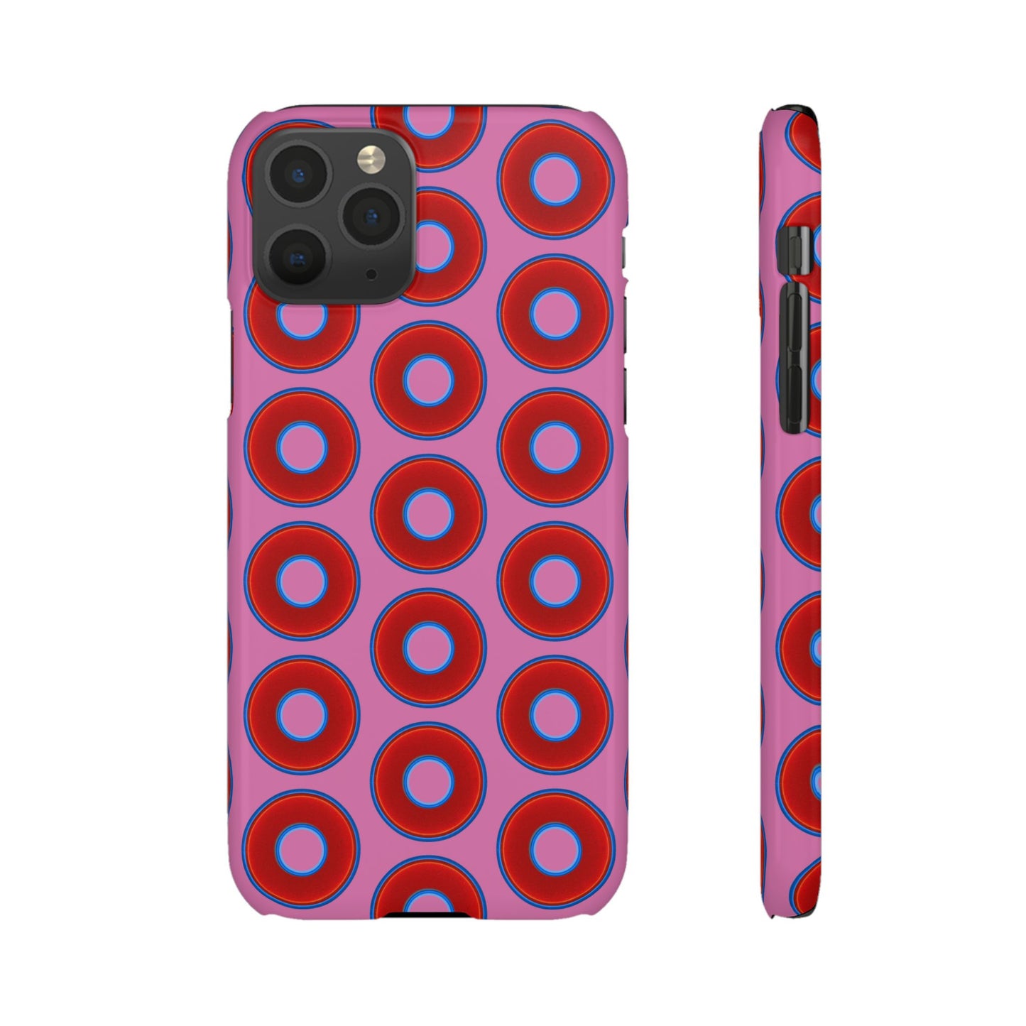 Lumpy Donut Snap Case - red vivid donut print w/light pink background