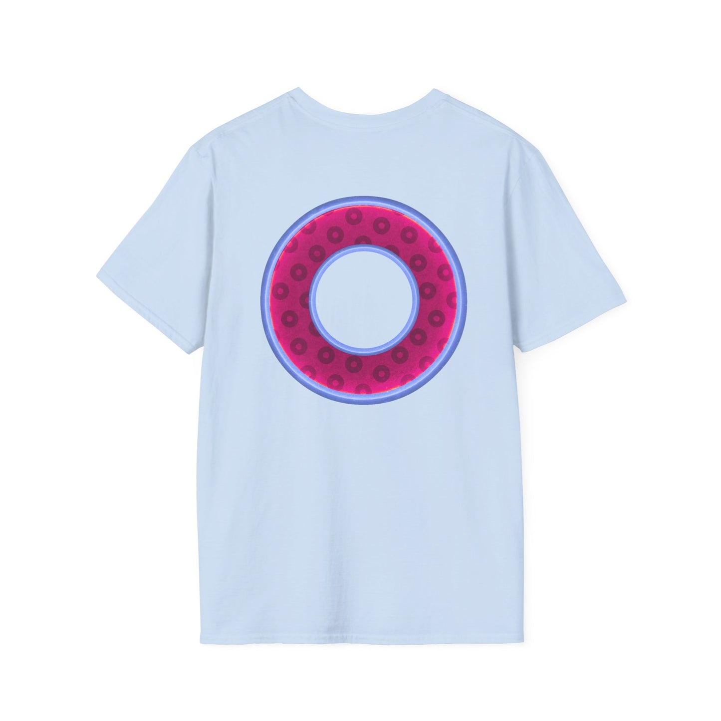 Plain Donuts/Unisex Soft-Style - "Plain Wide Mouthed Paradoxical Donuts" - dark magenta/light blue donuts