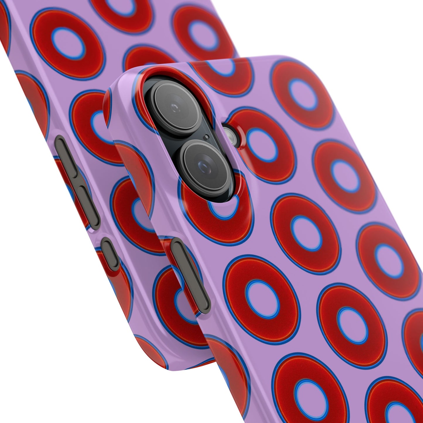 Lumpy Donut Snap Case - red vivid donut print w/wisteria purple background