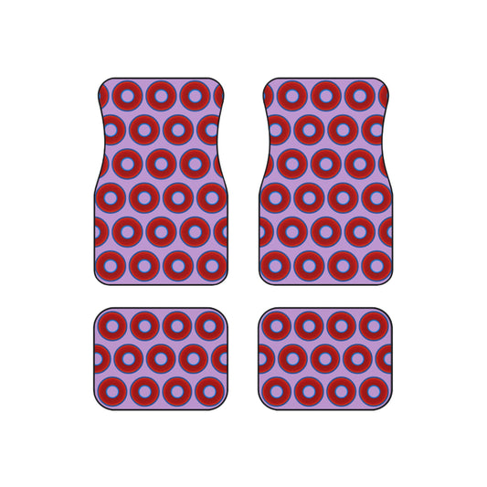Contacted Car Mats - vivid donut print w/wisteria purple background