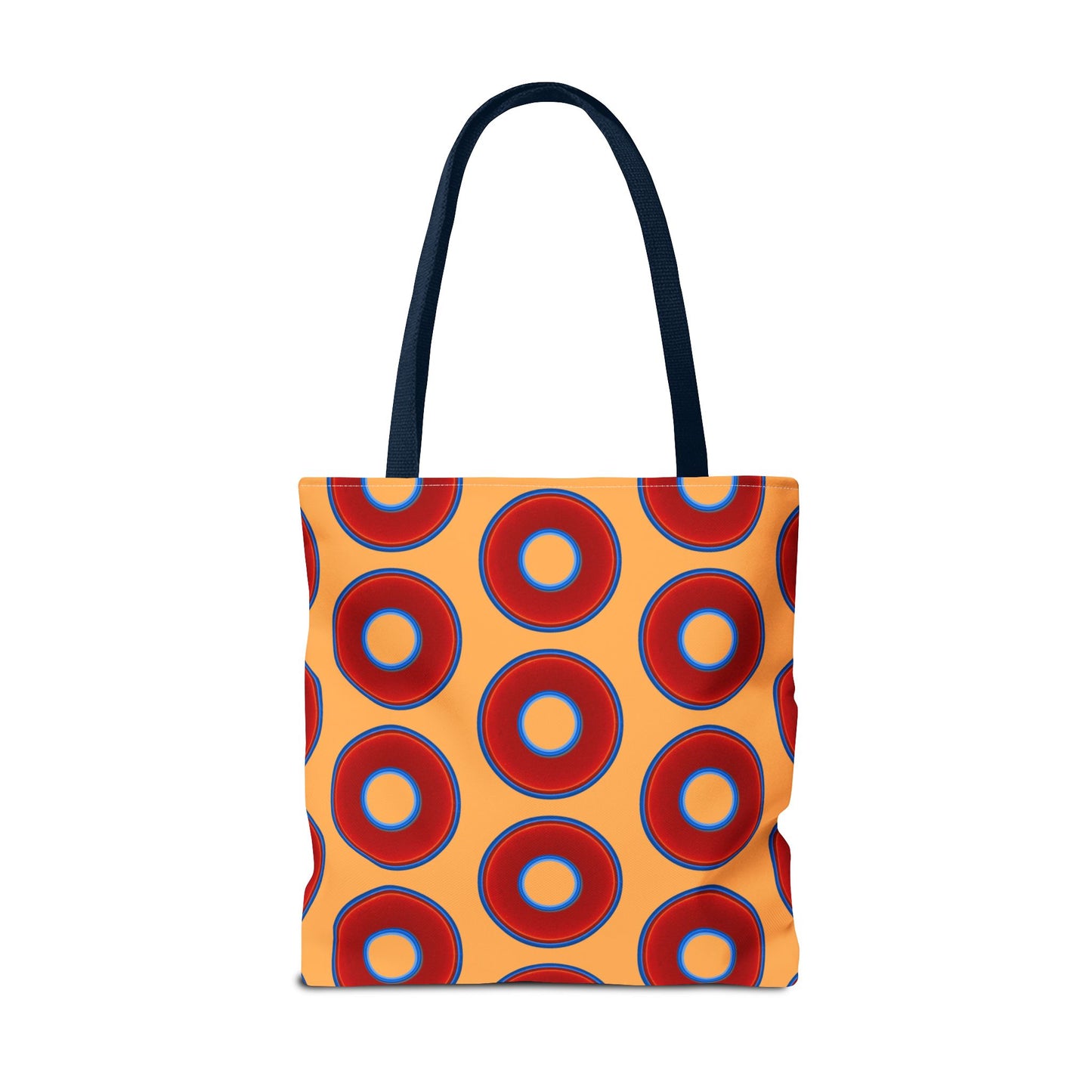 Lumpy Beach/Tote Bag - red vivid donuts w/creamcicle orange background