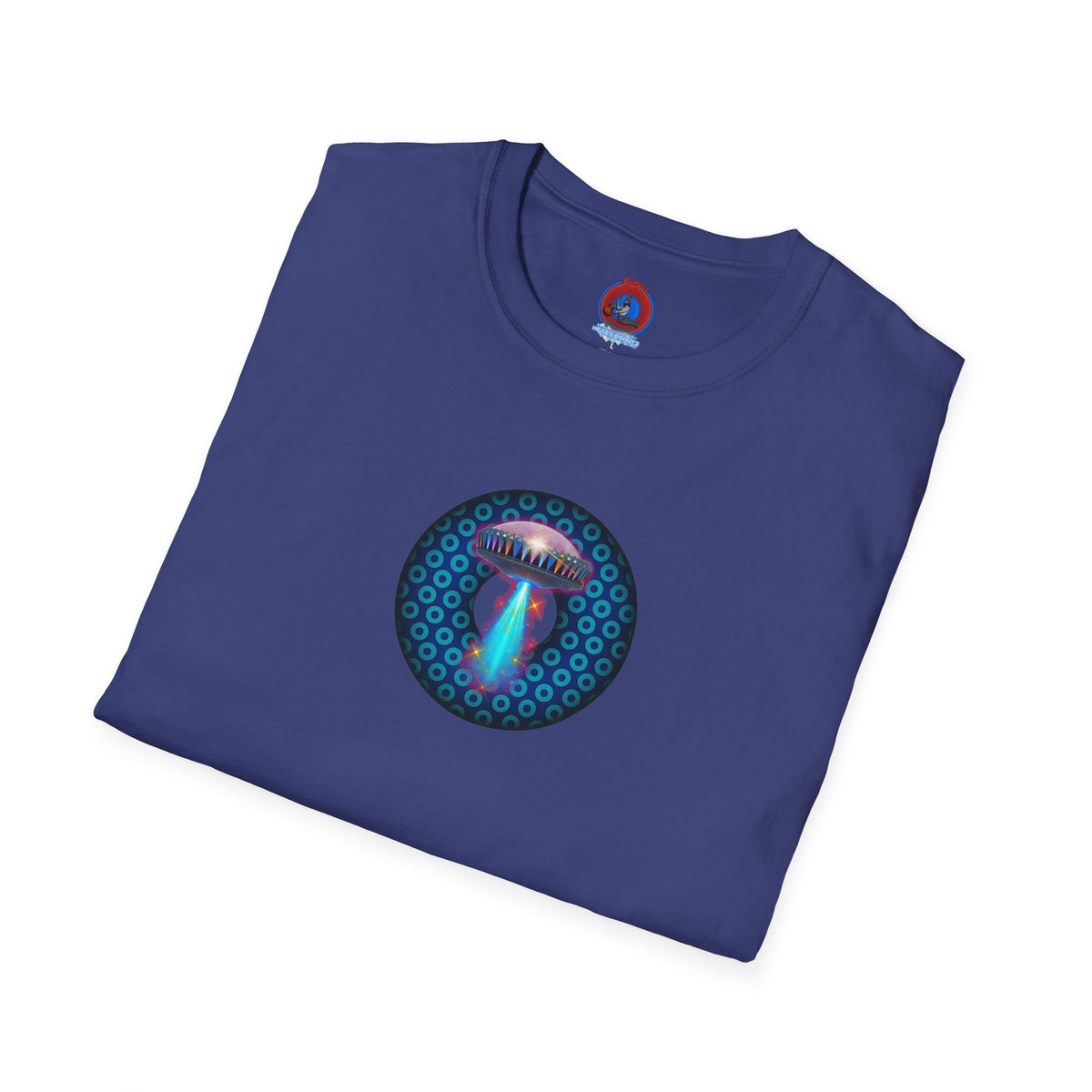 Classic Donut Tee - Unisex Soft-Style - "Donuts now Served on the Mothership" - series 1.0  - variant 3  - blue/light blue donut