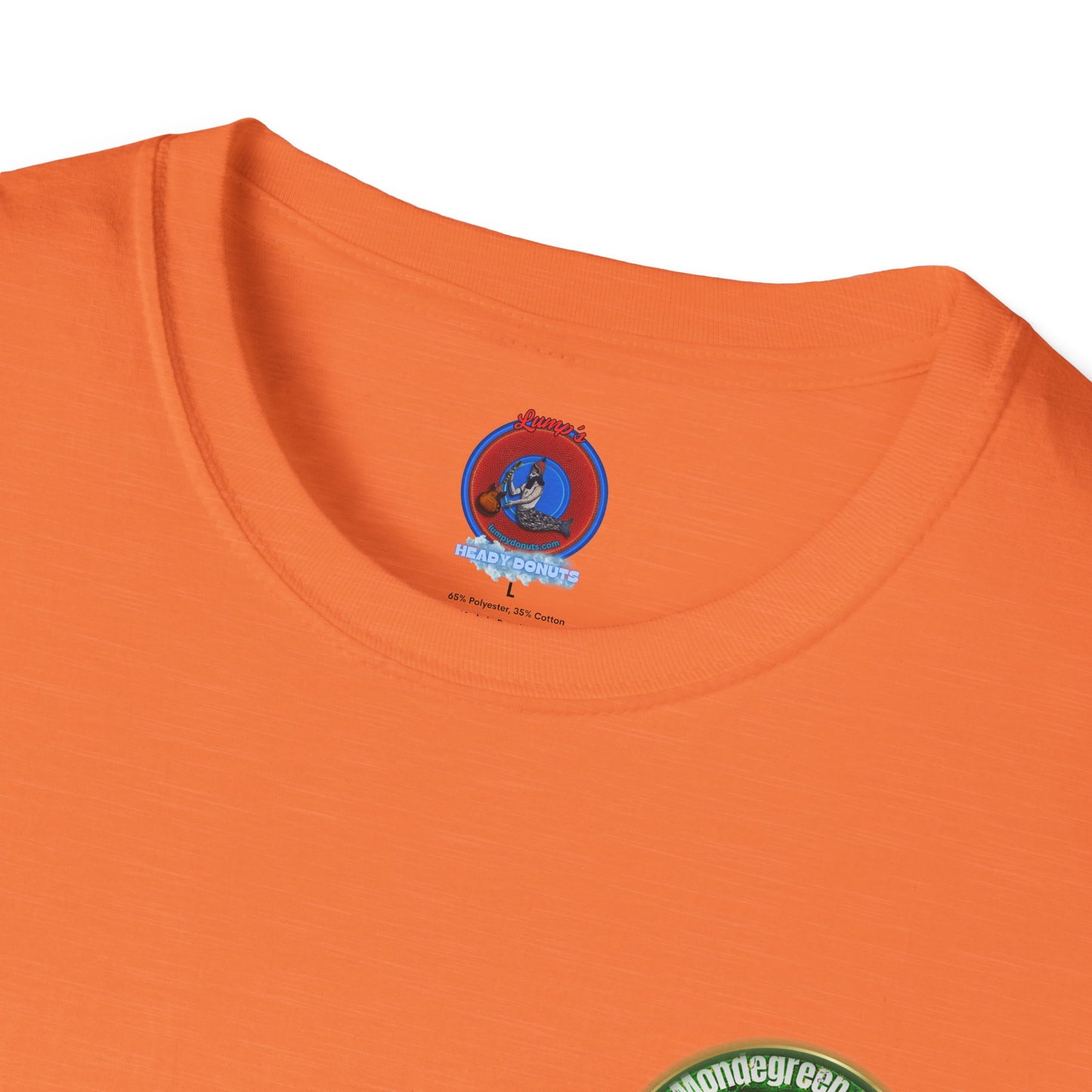 Classic Donut Tee - Unisex Soft-Style - "Close Encounters of the Delaware kind - Mondegreen Donut"  " variant 2 - green donut