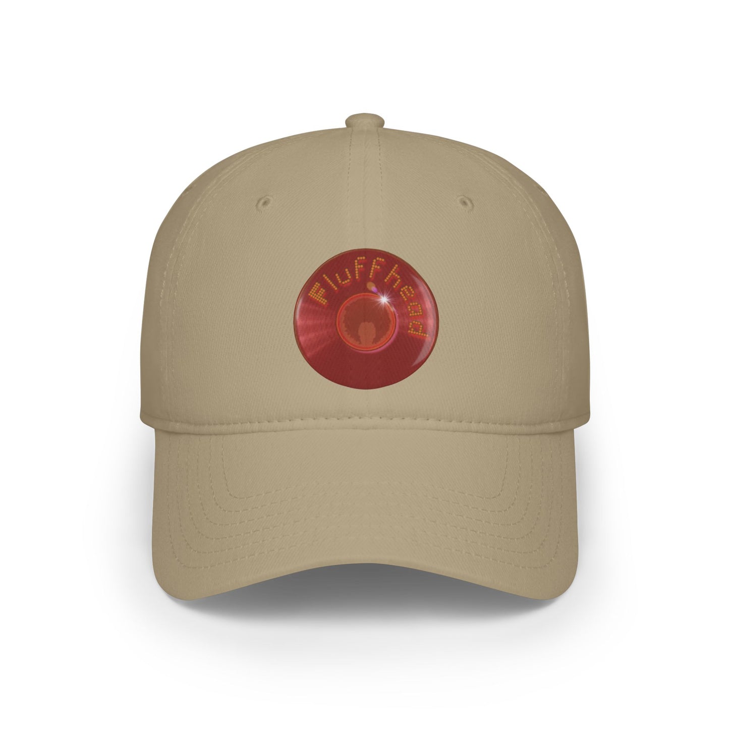 Lumpy Donut Baseball Cap - "The Fluffernutter Donut" - vivid red record donut w/
