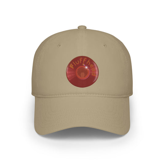 Lumpy Donut Baseball Cap - "The Fluffernutter Donut" - vivid red record donut w/