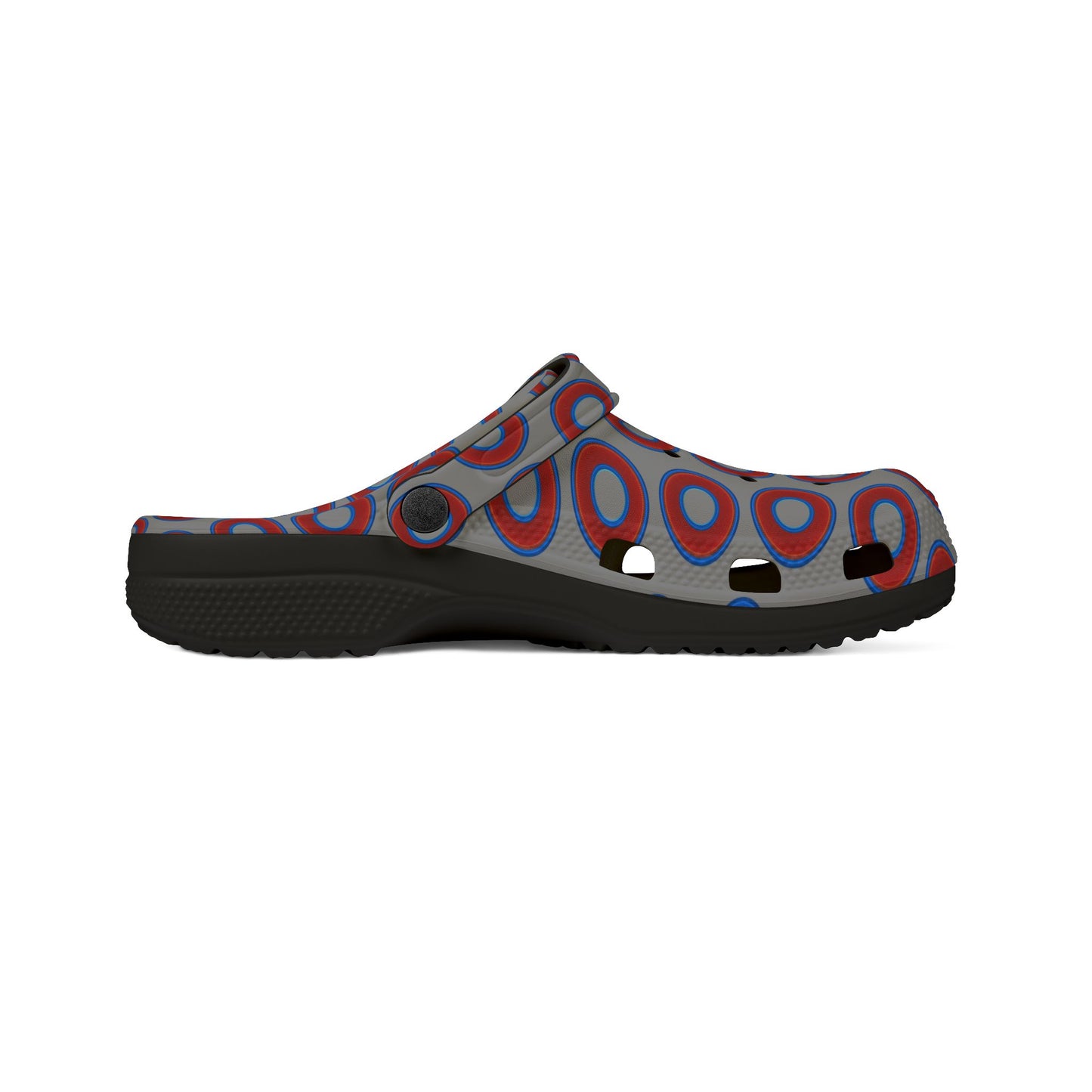 Spatchcocks - donut slip-on shoes - red rustic donuts w/gray background [unisex]